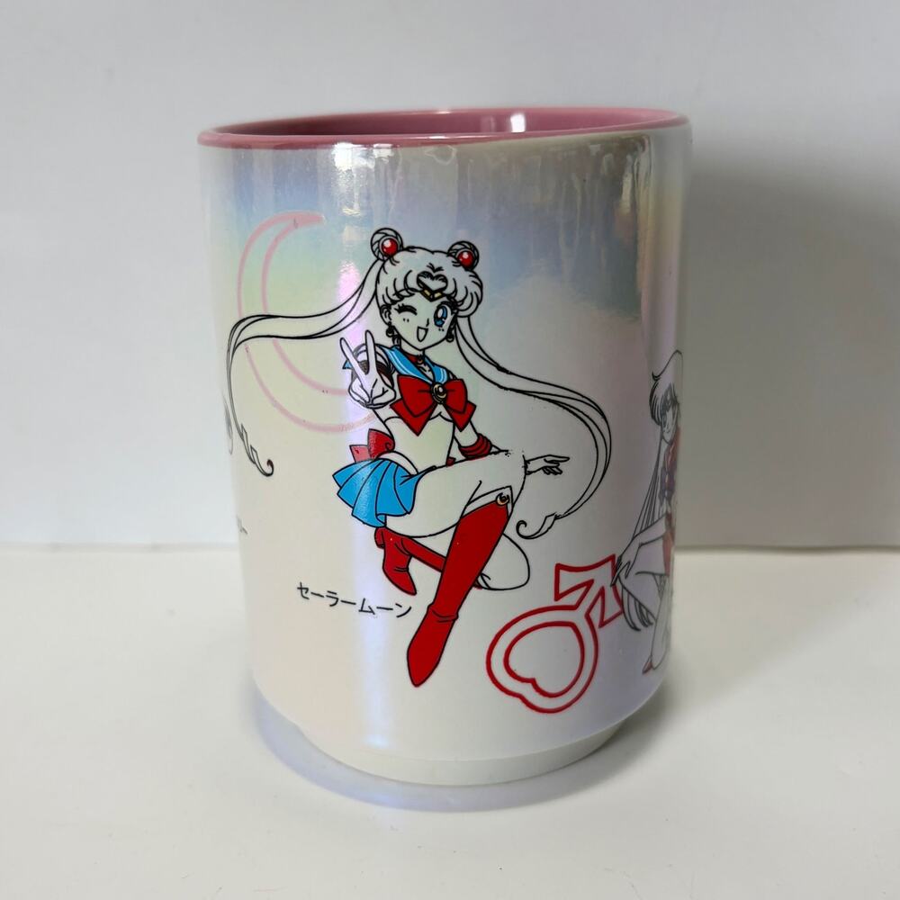 Sailor Moon Iridescent Ceramic Tea Mug Pink Interior Anime Cup 11 oz